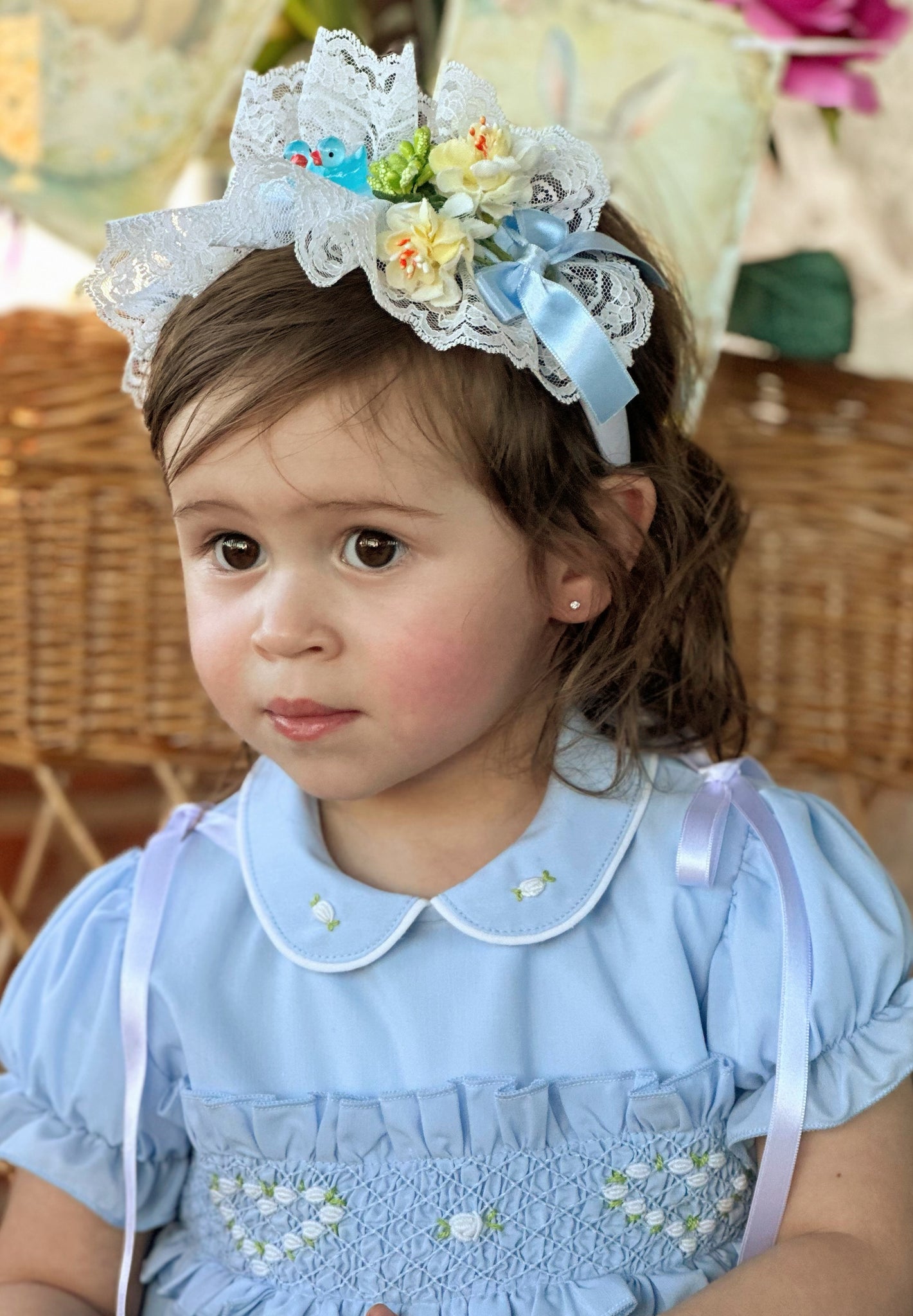 Sonata Infantil SS25 Spanish Girls Blue Easter Headband ~ MADE TO ORDER