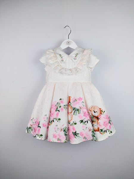 Beau Kid Traditional Girls Teddy Bear Floral Dress 10340 - 2-5y