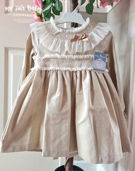 Ceyber AW24 Spanish Older Girls Sand Dress With Smocking ZA3779