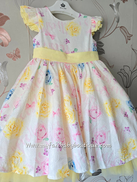 Beau Kid Girls Lemon Floral Party Dress 55118 - 3-8y