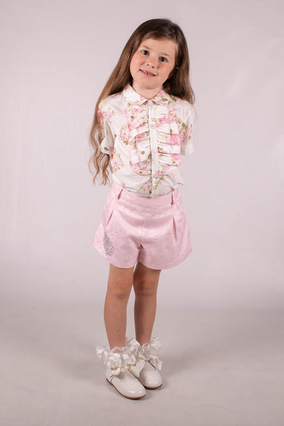 Beau Kid Traditional Girls Pink Short & Floral Blouse Set 444200 ~ 2-6y