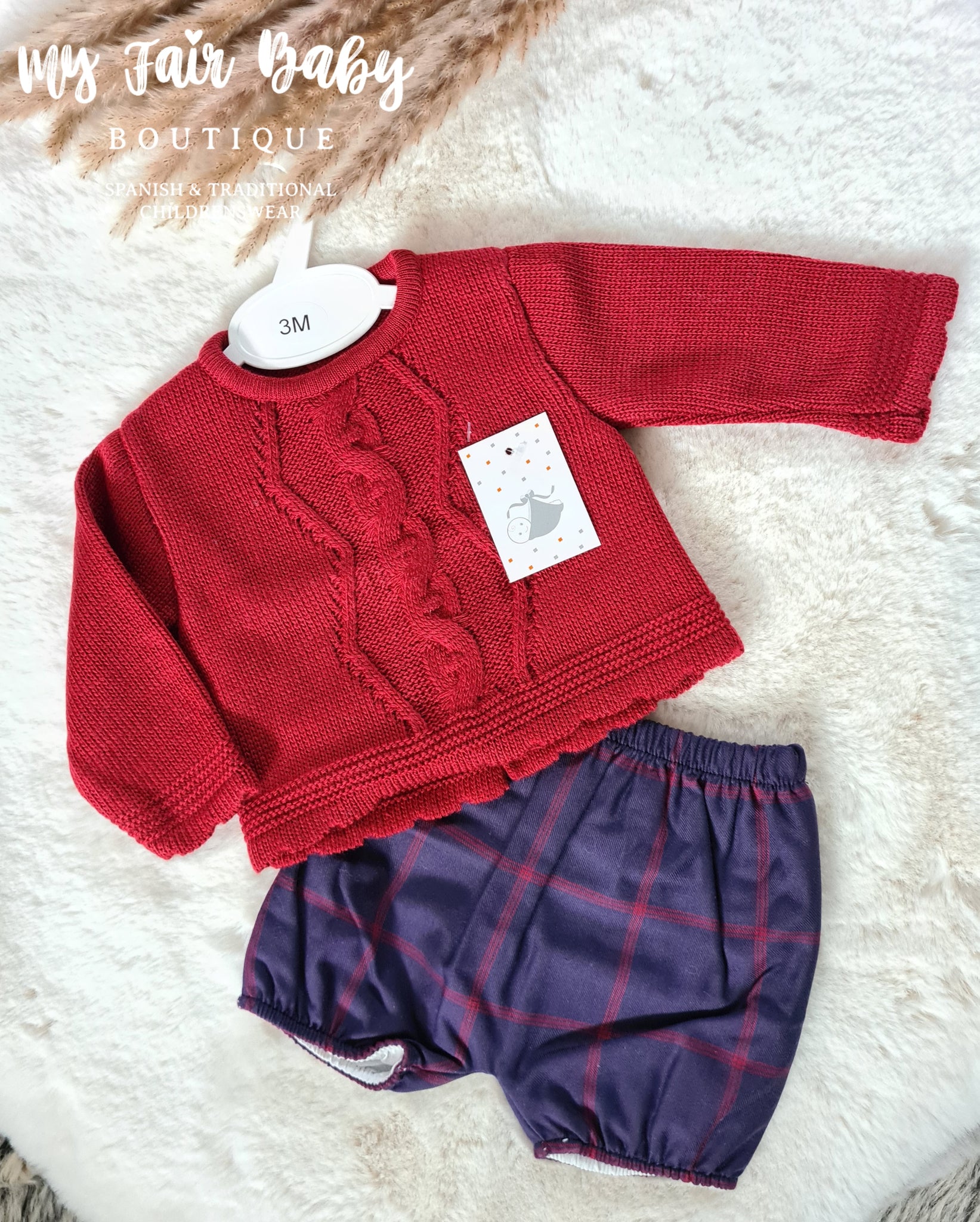 Spanish Baby Boys Red Knitted Jumper & Shorts