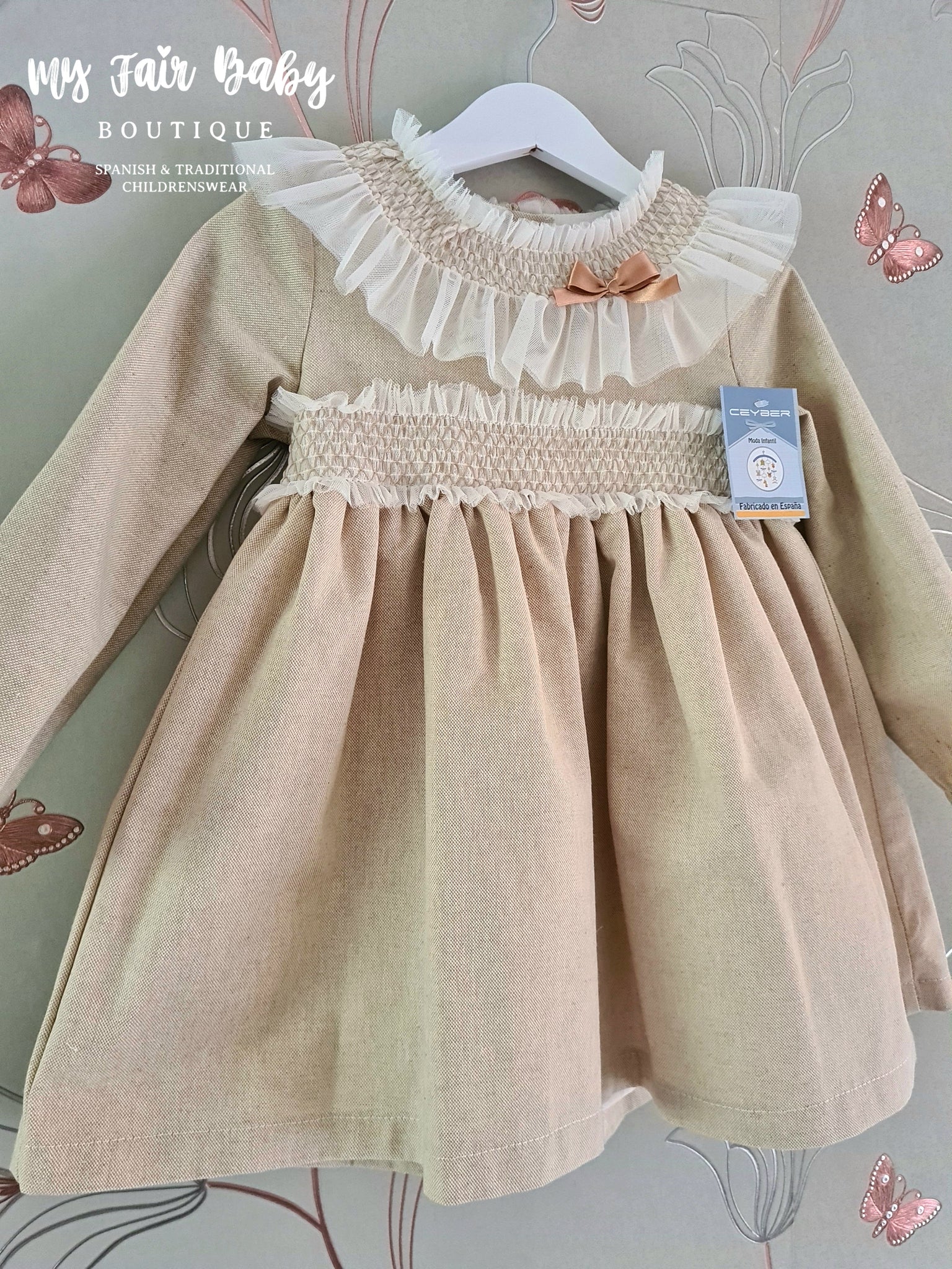 Ceyber AW24 Spanish Older Girls Sand Dress With Smocking ZA3779