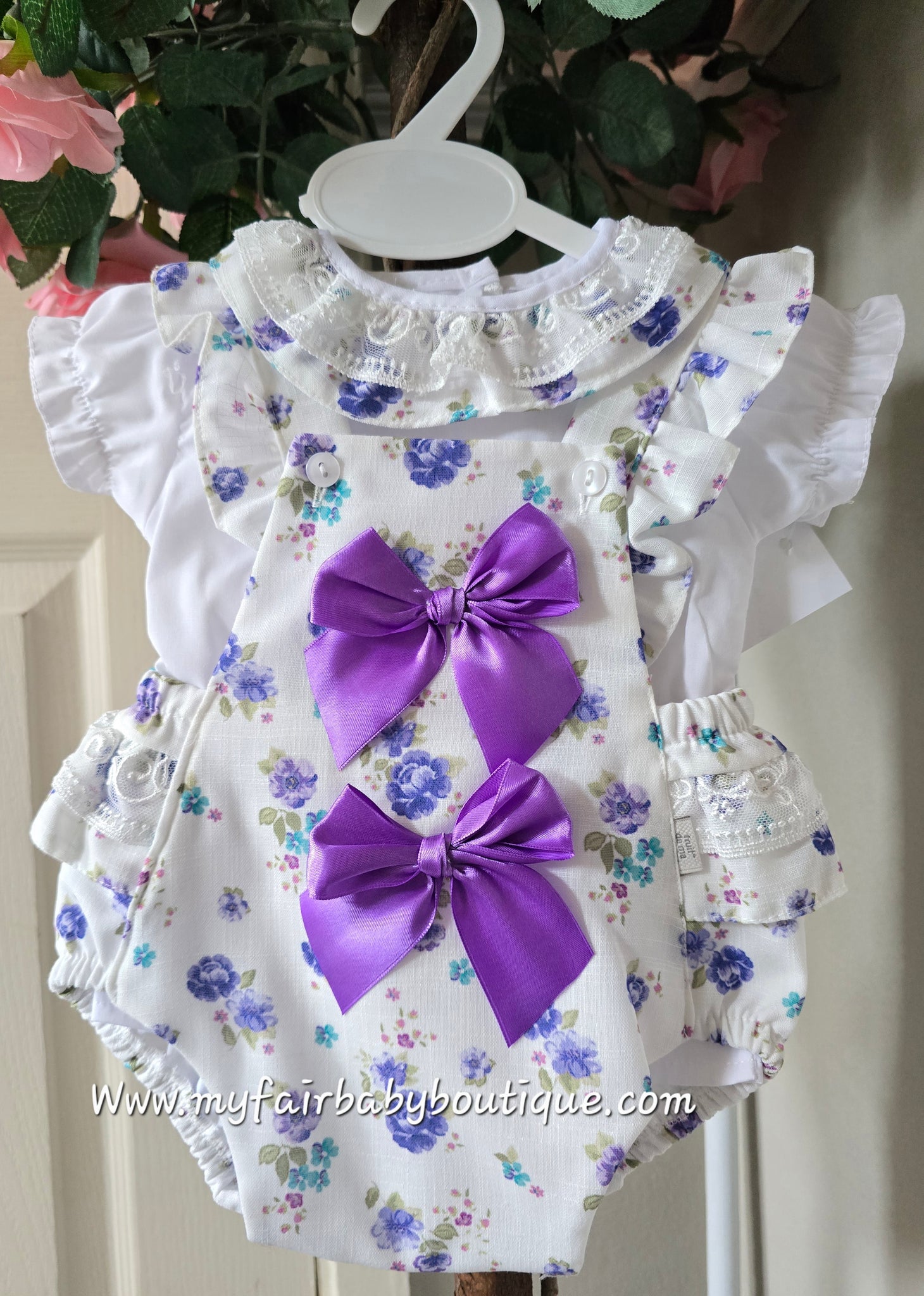 Spanish Baby Girls Lilac Floral Romper Set ~ 3-36m
