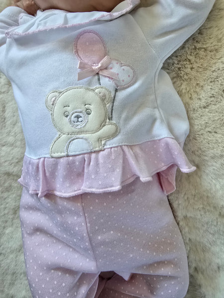 Spanish Baby Boys Pink & White Teddy Balloon 2pc Set ~ NB-6m