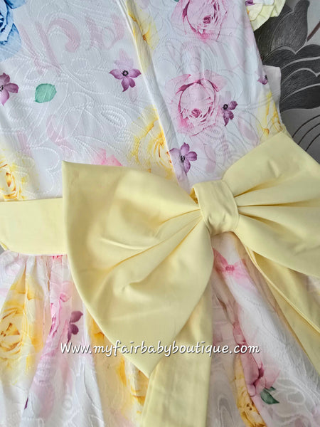 Beau Kid Girls Lemon Floral Party Dress 55118 - 3-8y