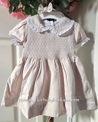 Spanish Girls Sand Smocked Dress Set 2225A ~ 6m-6y