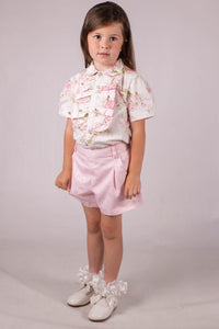 Beau Kid Traditional Girls Pink Short & Floral Blouse Set 444200 ~ 2-6y