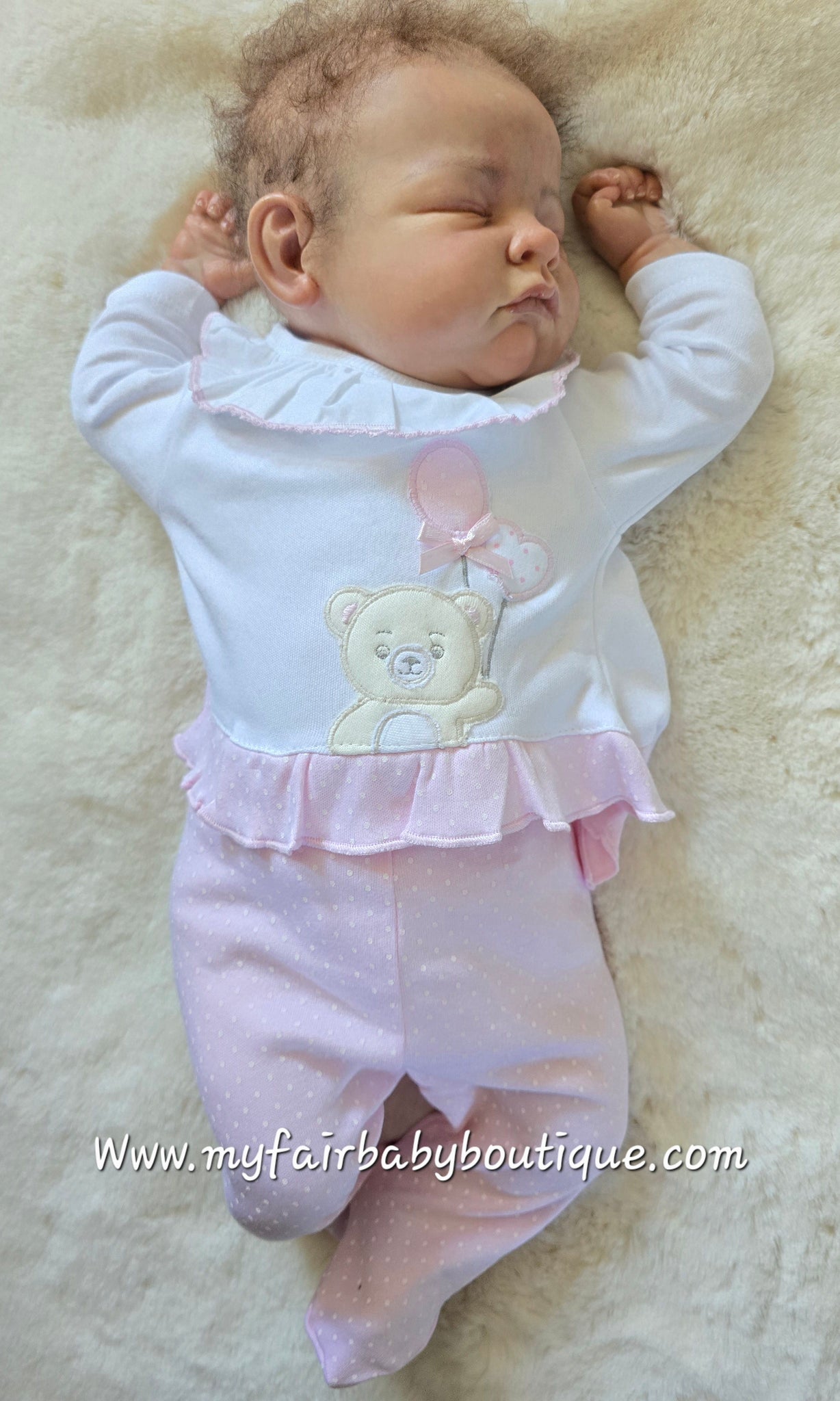 Spanish Baby Boys Pink & White Teddy Balloon 2pc Set ~ NB-6m