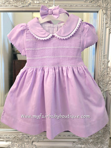 Spanish Girls Traditional Lilac Smocked Dress ~ 1-6y
