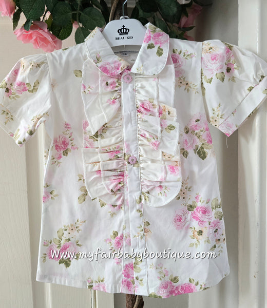 Beau Kid Traditional Girls Pink Short & Floral Blouse Set 444200 ~ 2-6y
