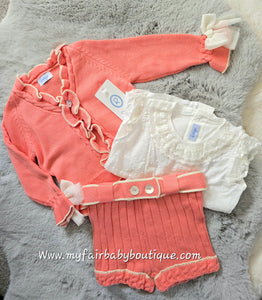 Rahigo Spanish Girls Orange Short, Cardigan & Blouse Set 22189