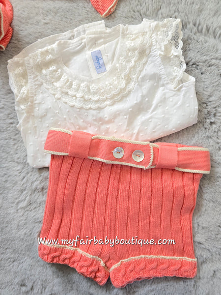 Rahigo Spanish Girls Orange Short, Cardigan & Blouse Set 22189
