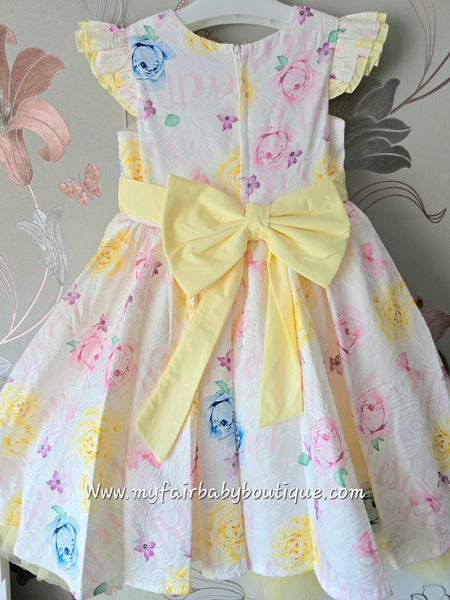 Beau Kid Girls Lemon Floral Party Dress 55118 - 3-8y