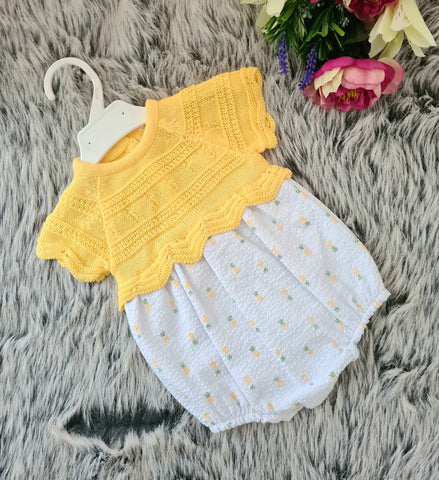 Baby Girls Yellow Crochet Design Summer Romper - 3m