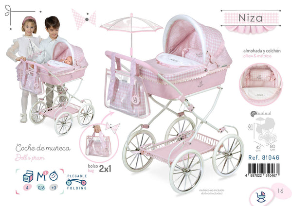 Decuvas Spanish Pink Reborn Niza Doll Pram 81046 (81cm)- IN STOCK NOW