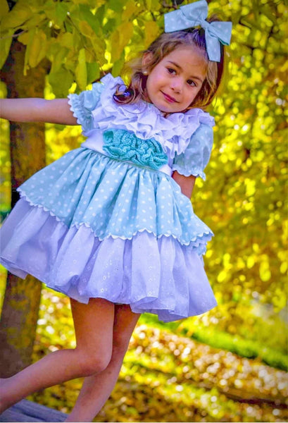 Ela Confeccion Spanish Girls Green Bella Puffball Dress - MADE TO ORDER