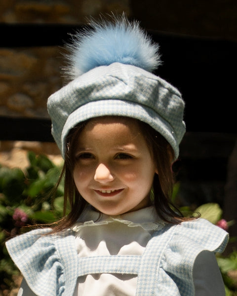 Sonata AW22 Spanish Girls/Boys Blue Check Beret - MADE TO ORDER