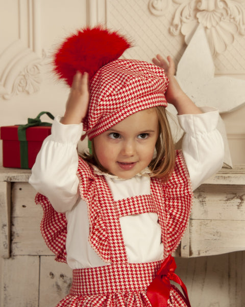 Sonata Infantil Spanish Girls Red Check Pinafore Dress IN2218 - MADE TO ORDER