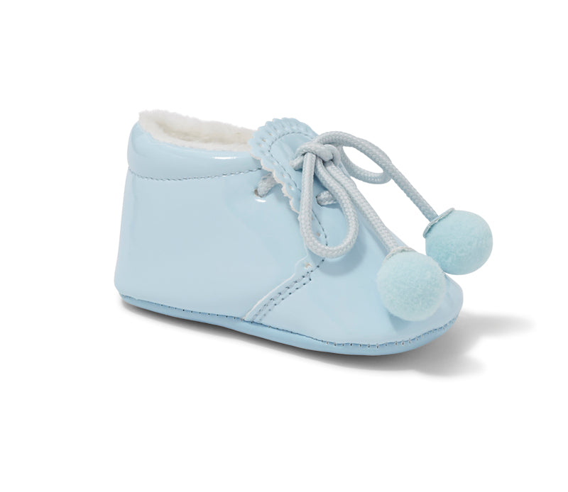 Sevva Spanish Style Patent Baby Pom Pom Booties ~ 8 Colour Options