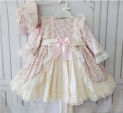 Sonata Infantil Spanish Girls Pink Nubette Puffball Dress IN2104 - MADE TO ORDER