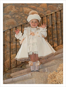 Sonata Infantil Spanish Girls Cream Valeria Coat IN32 - MADE TO ORDER