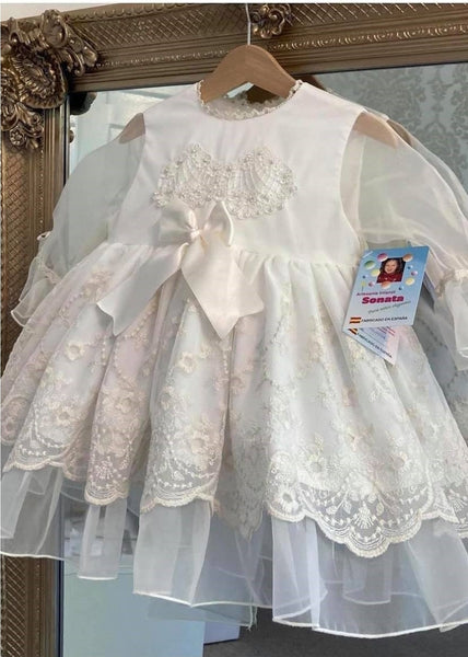 Sonata Infantil Spanish Girls Cream Special Occassion/Christening Dress IN2 - MADE TO ORDER