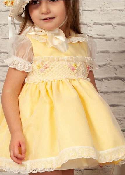 Sonata Infantil Spanish Girls Lemon Smocked Puffball Dress VE2202 - MADE TO ORDER