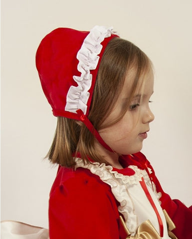 Sonata Infantil Spanish Girls Red Christmas Bonnet IN2242- MADE TO ORDER