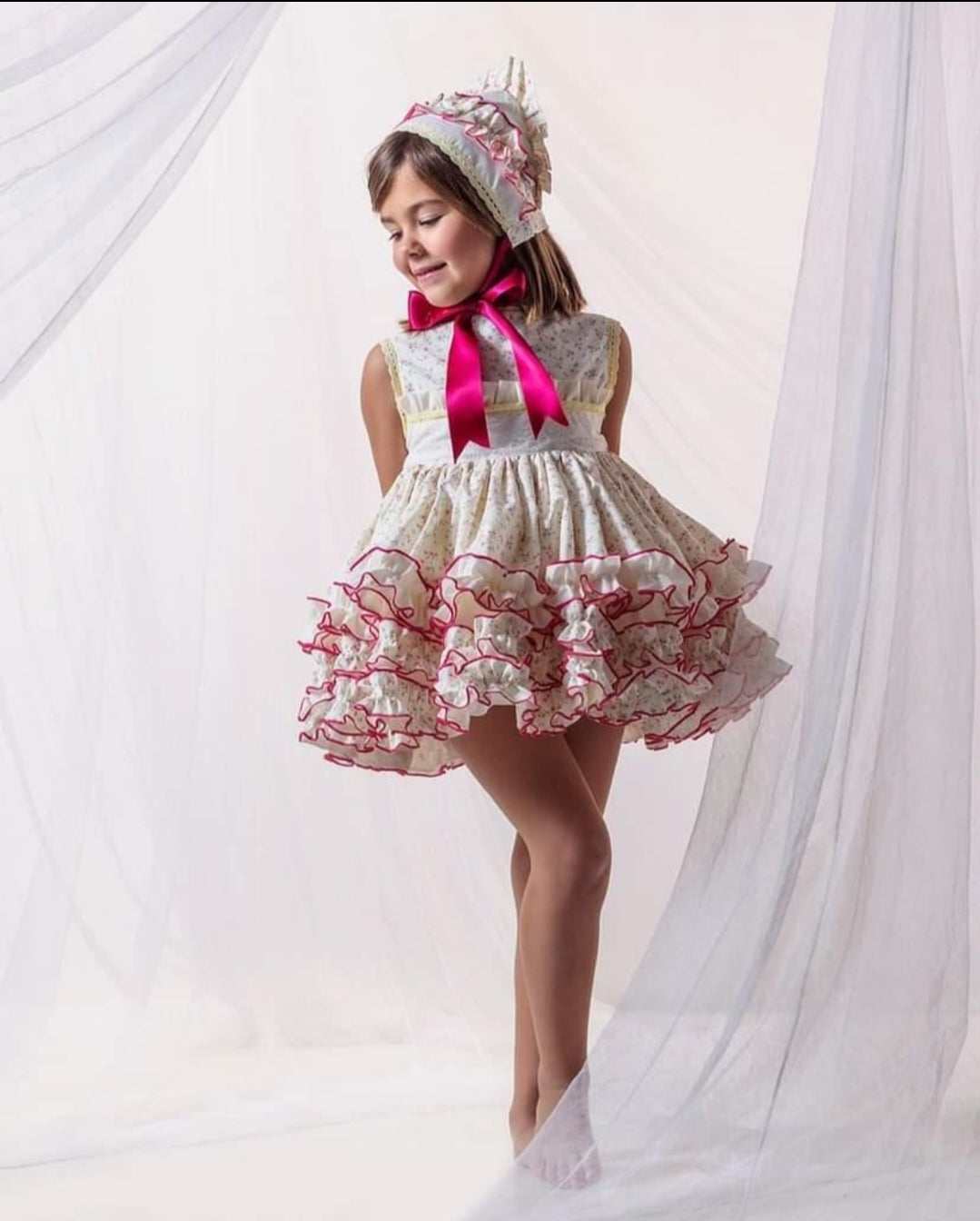 Ela Confeccion Spanish Girls Lemon Evelyn Floral Puffball Dress ~ 18m-5y ~ IN STOCK NOW